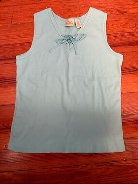 St. John's Bay Light Blue Ribbed Lace-Up Tank